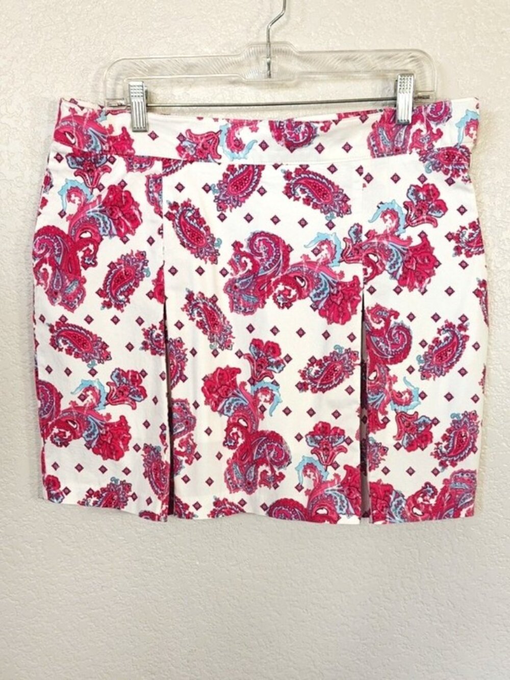 Allyson Whitmore 16P Bogey Golf Box Pleat Skort Skirt Pink Blue Paisley